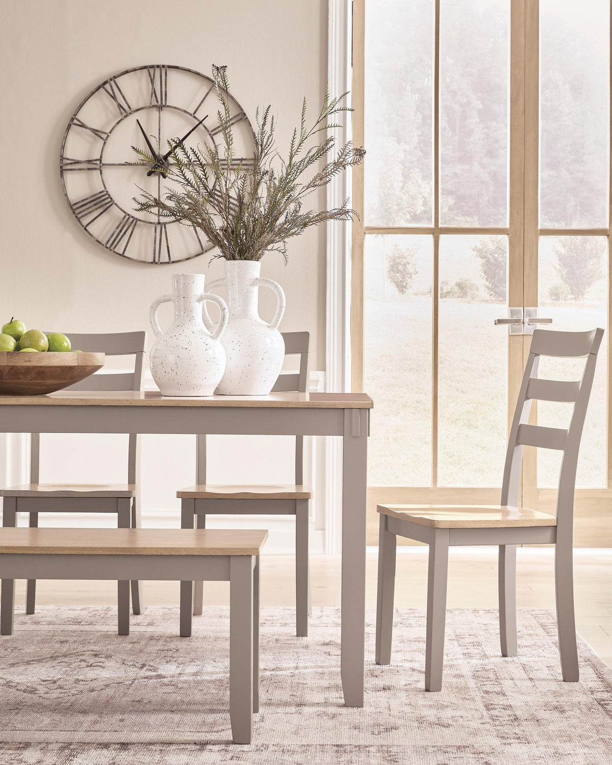Gesthaven Dining Table with 4 Chairs and Bench