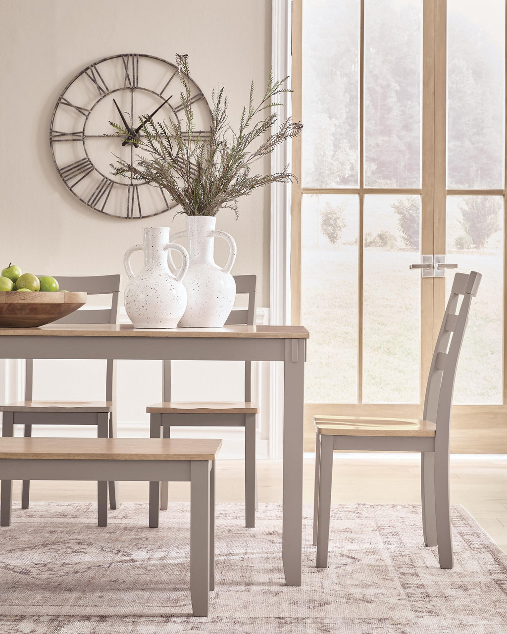 Gesthaven Dining Table with 4 Chairs and Bench