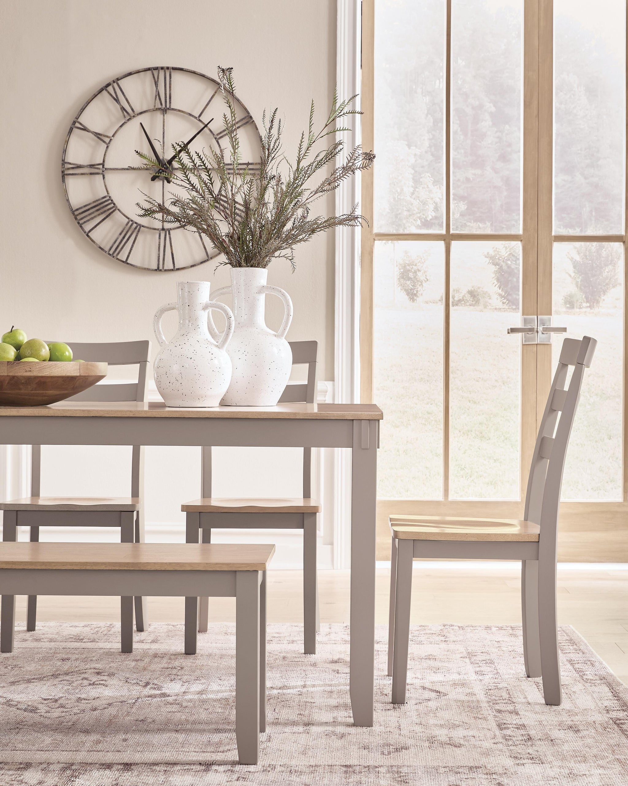 Gesthaven Dining Table with 4 Chairs and Bench