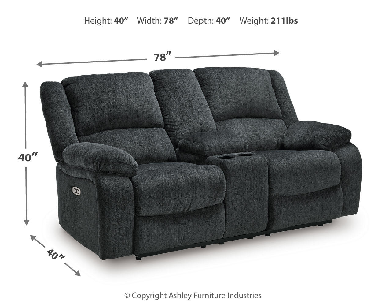 Draycoll Power Reclining Loveseat with Console
