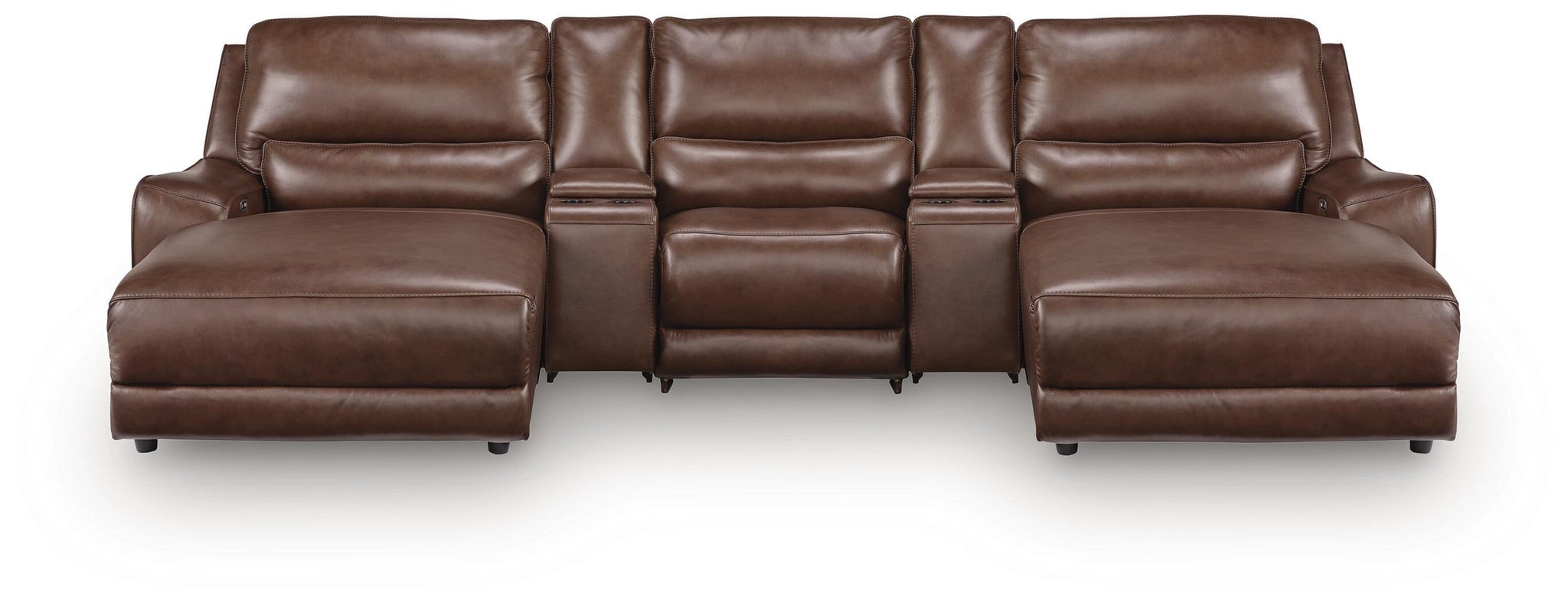 DeepWakes 5-Piece Reclining Sectional with Double Chaise and Storage Consoles