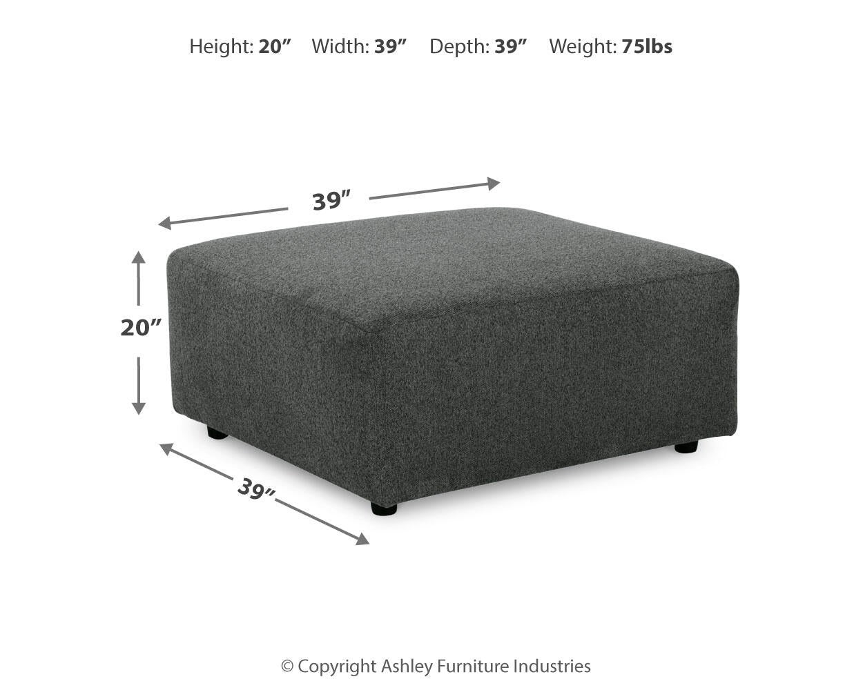 Edenfield Oversized Accent Ottoman (Black/Gray)