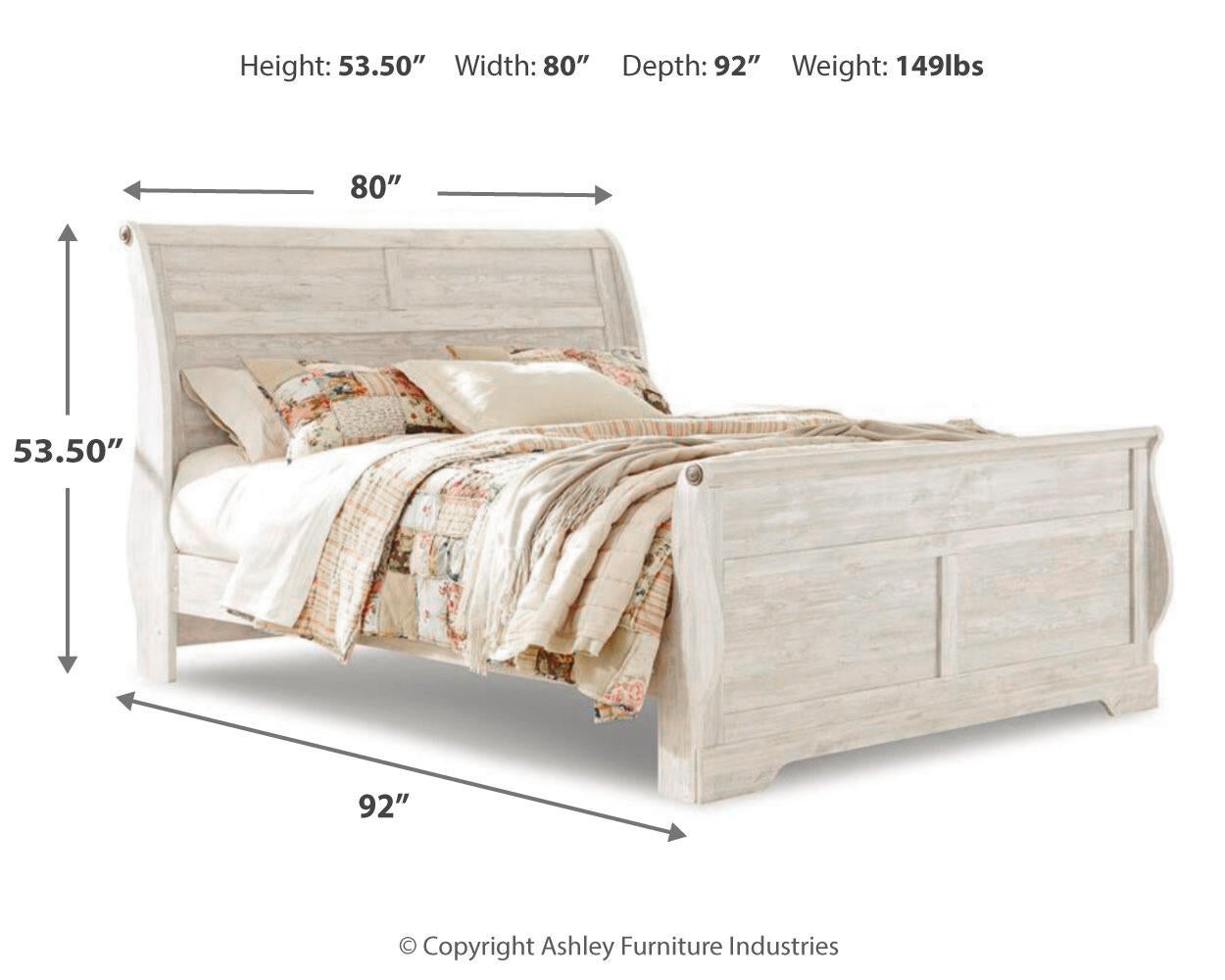 Willowton Sleigh Bed